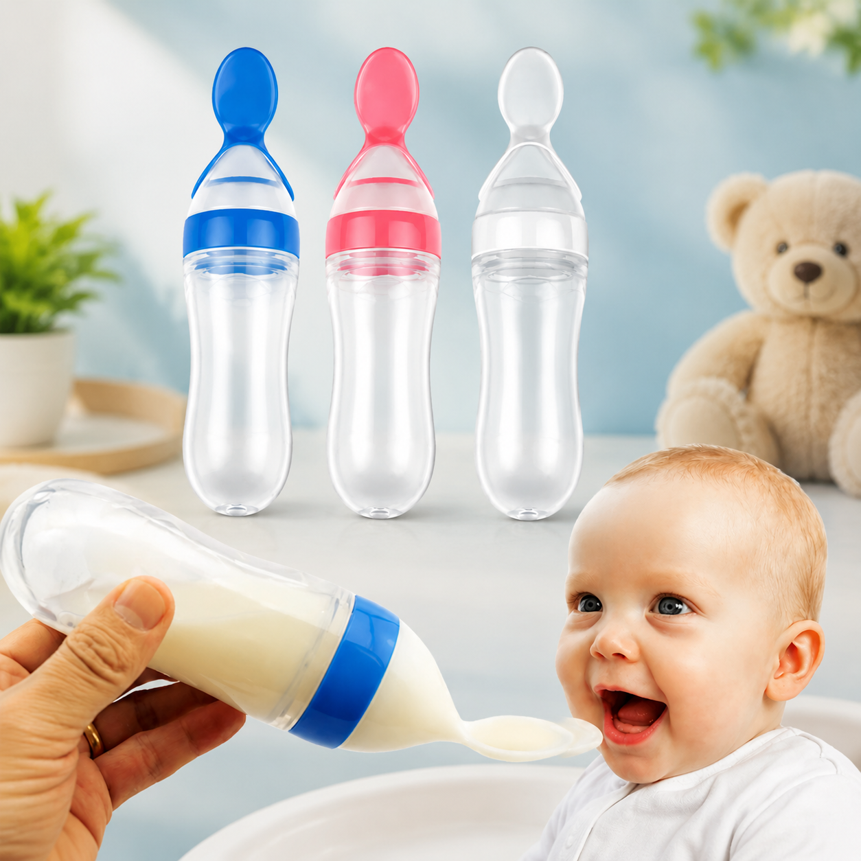 file_00000000354c821197956c24e6f32942 Silicone Baby Feeding Bottle with Spoon - Image 1